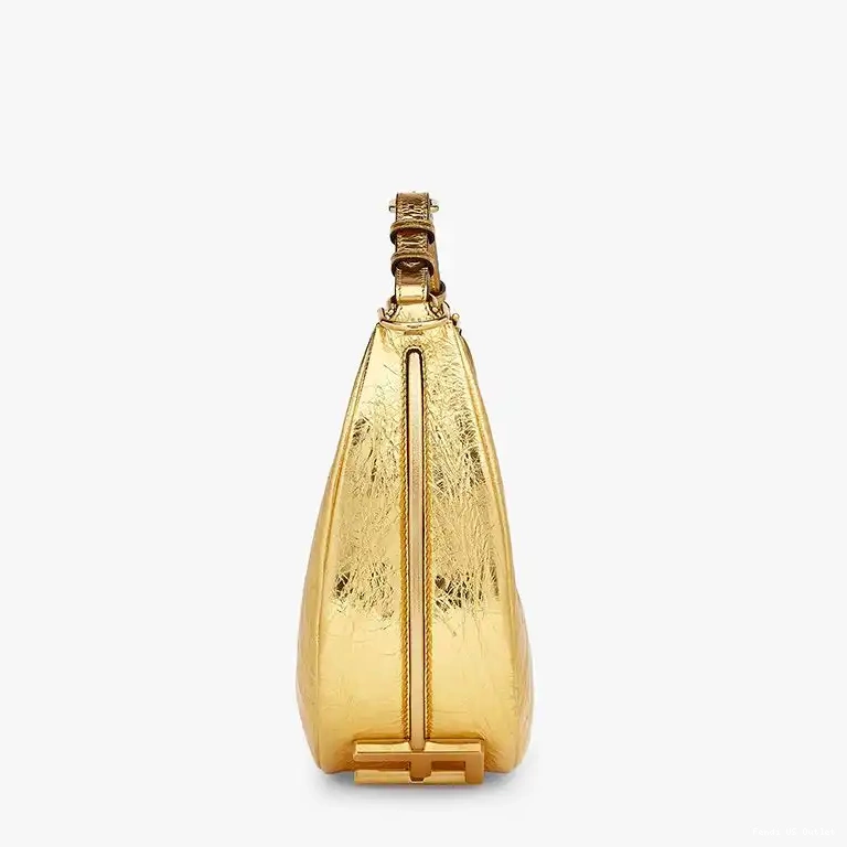 Cheap HOT Gold Small Leather Fendigraphy Fendi In Hobo Calf Bag 0606